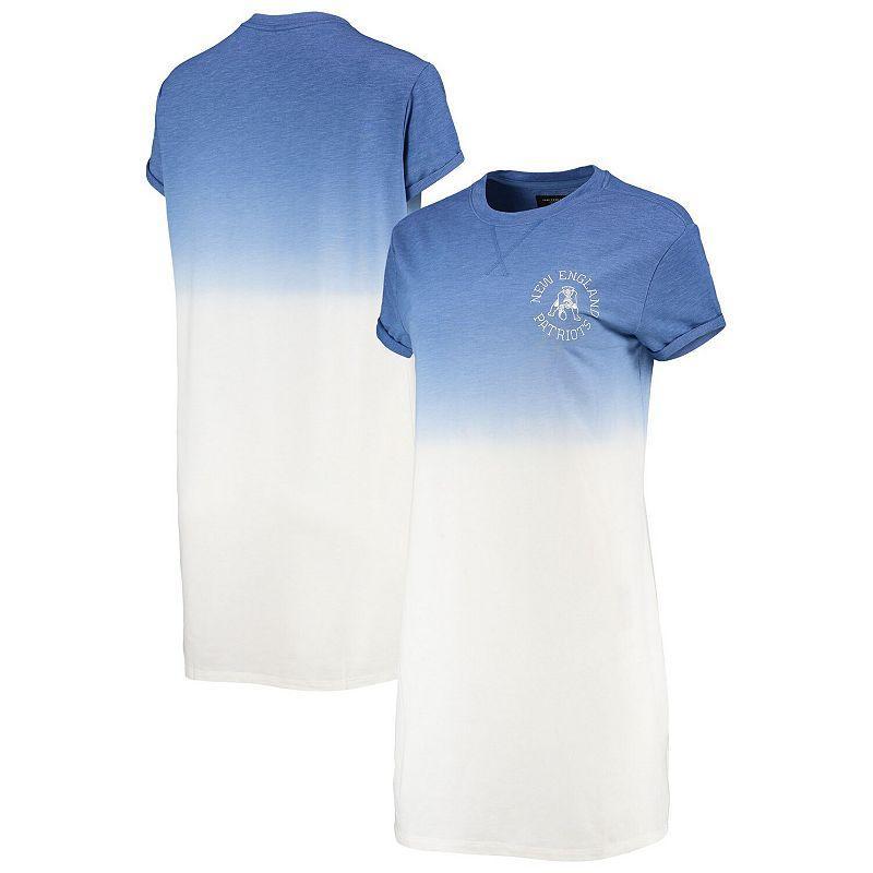 Womens Junk Food Heathered Royal/White New England Patriots Ombre Tri-Blend T-Shirt Dress Product Image