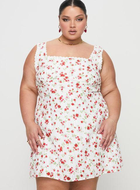 Dasha Mini Dress White Floral Curve Product Image