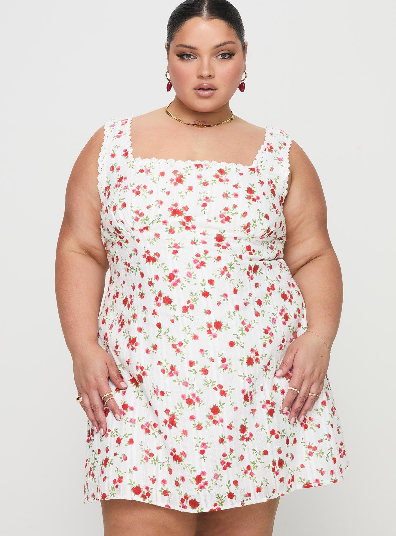 Dasha Mini Dress White Floral Curve Product Image