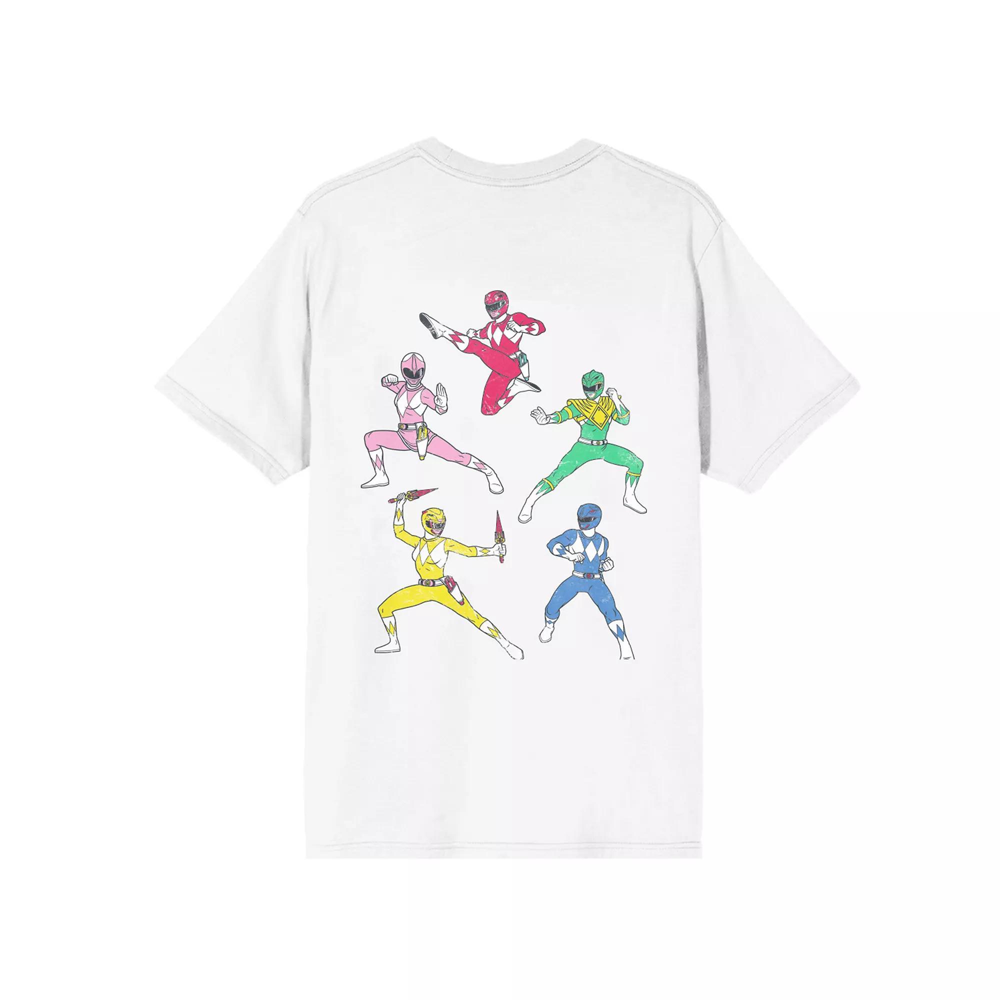 Men's Power Rangers Action Graphic Tee, Size: Large, White Product Image
