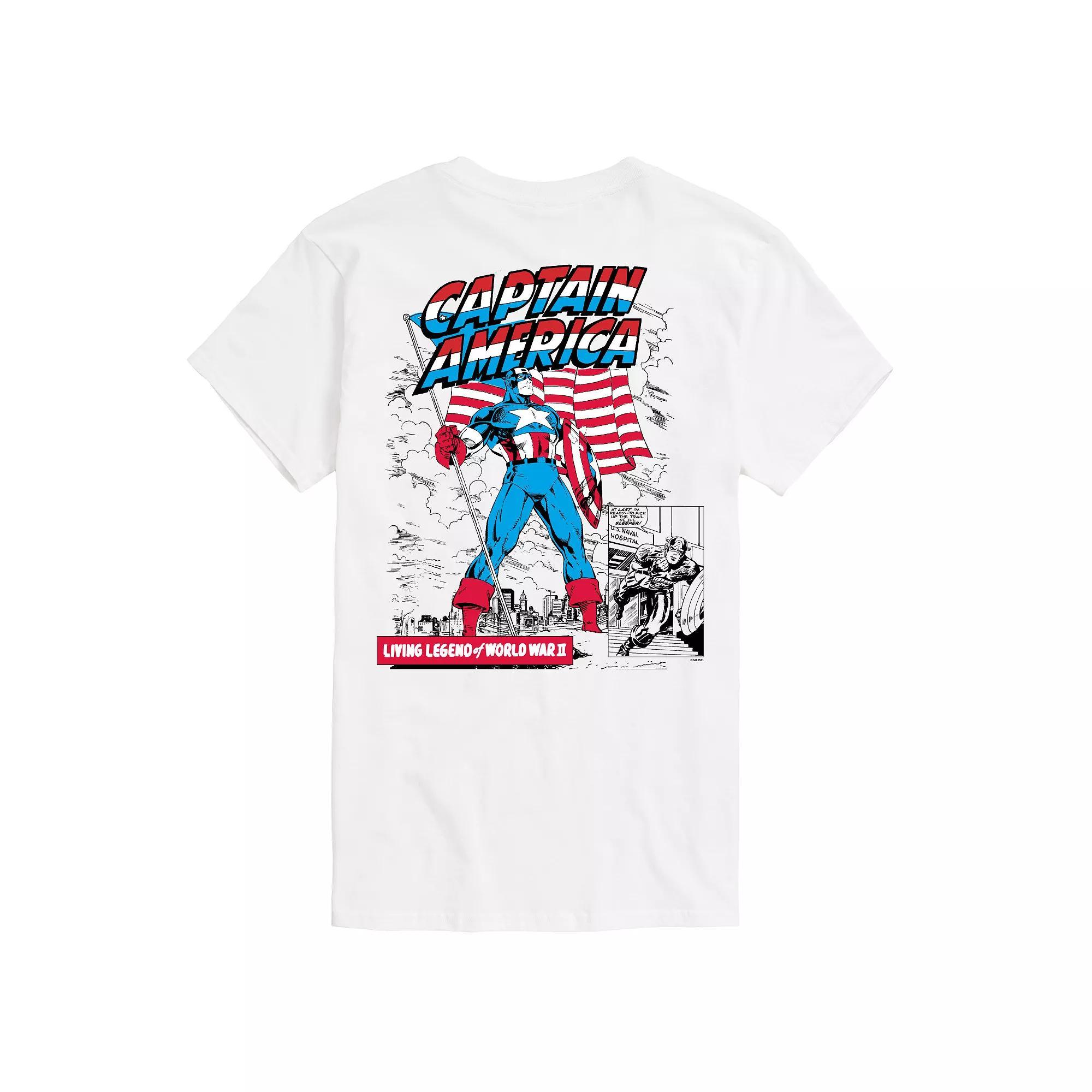 Big & Tall Captain America Flag Comic Retro Graphic Tee, Mens Product Image