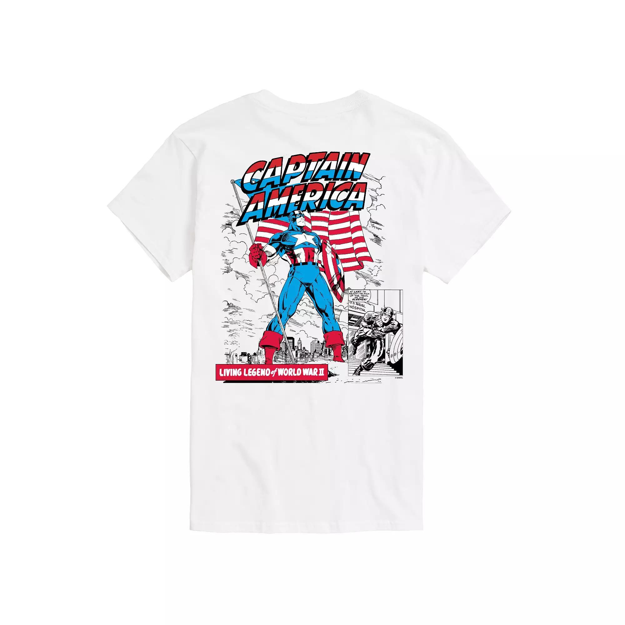 Mens Captain America Flag Comic Retro Graphic Tee Product Image