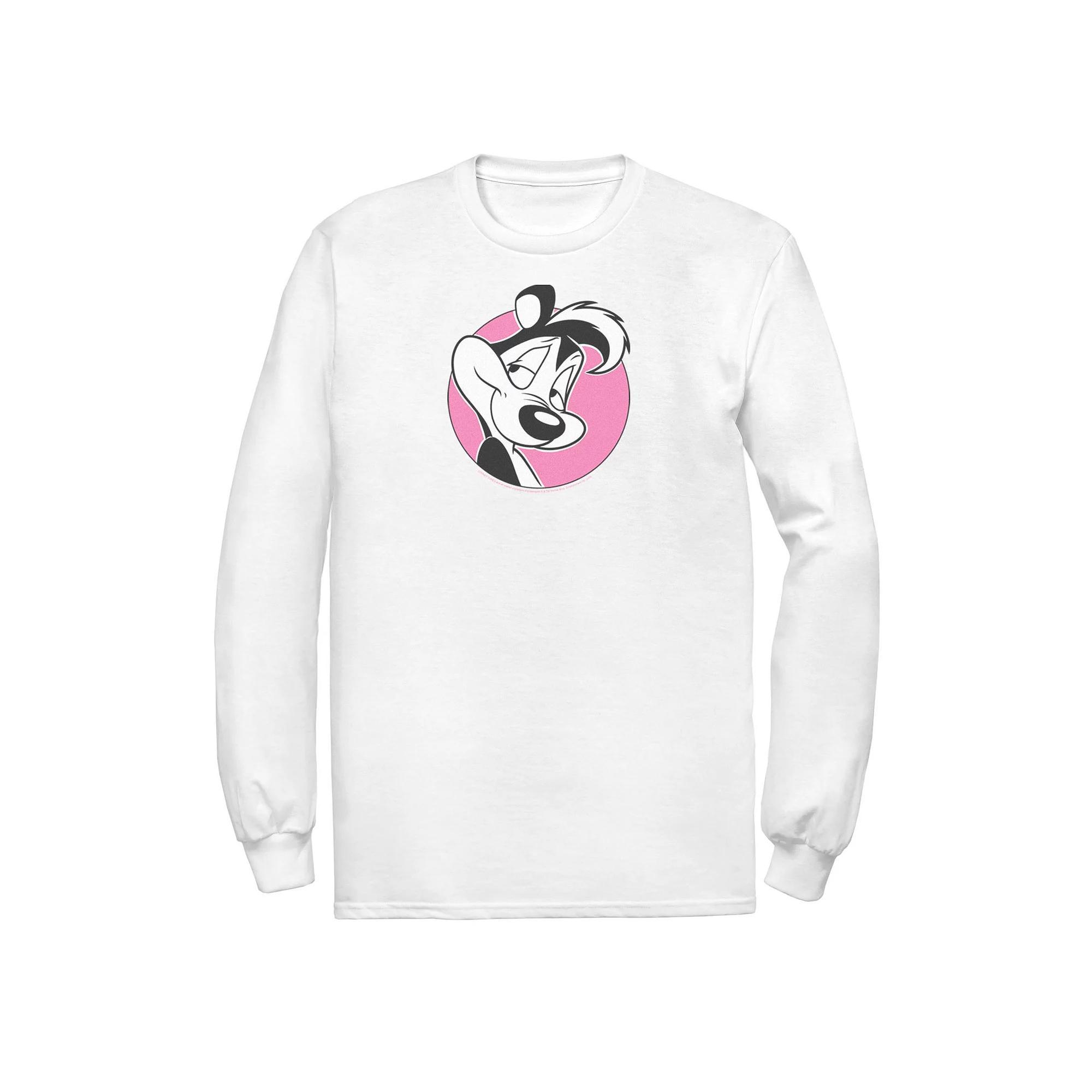 Men's Looney Tunes Pepe Le Pew Pink Circle Portrait Tee, Size: Medium, White Product Image