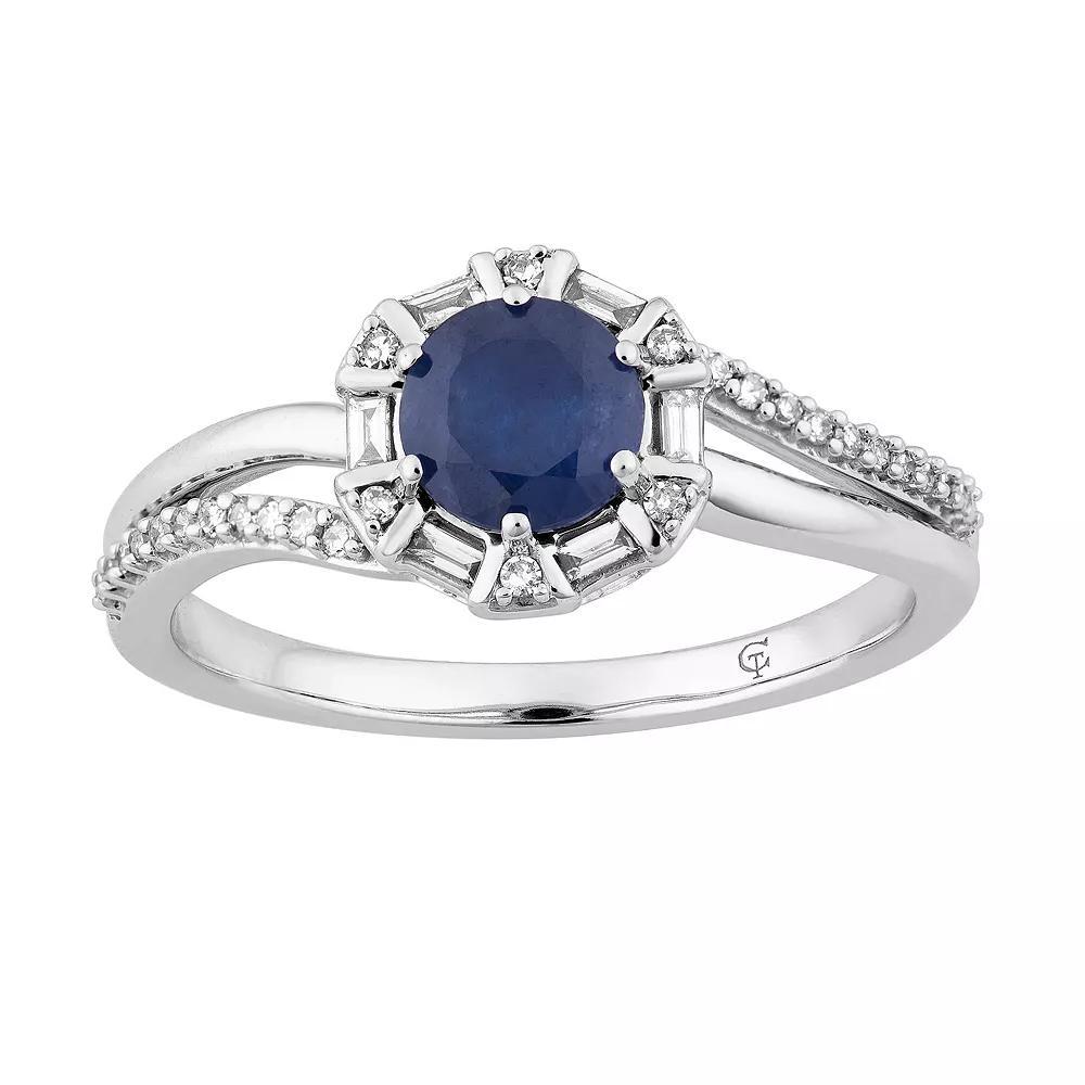 10k White Gold Sapphire & 1/5 Carat T.W. Diamond Ring, Women's, Size: 7, 10k Whgold Product Image