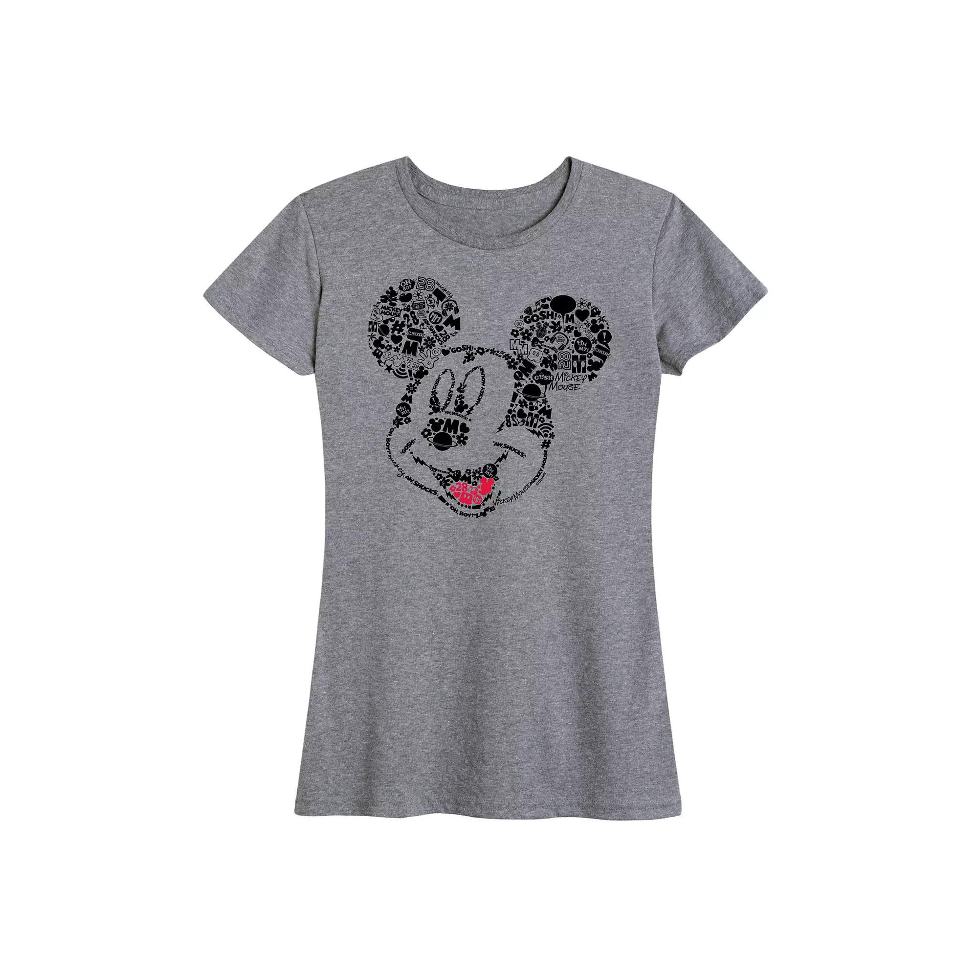 Disney's Mickey Mouse Women's Iconic Fill Graphic Tee, Size: Medium, Grey Gray Product Image