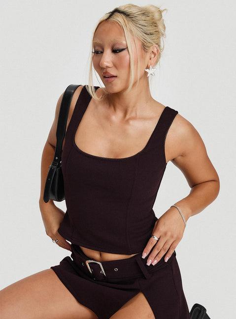 Genessa Belted Micro Mini Skirt Wine Product Image