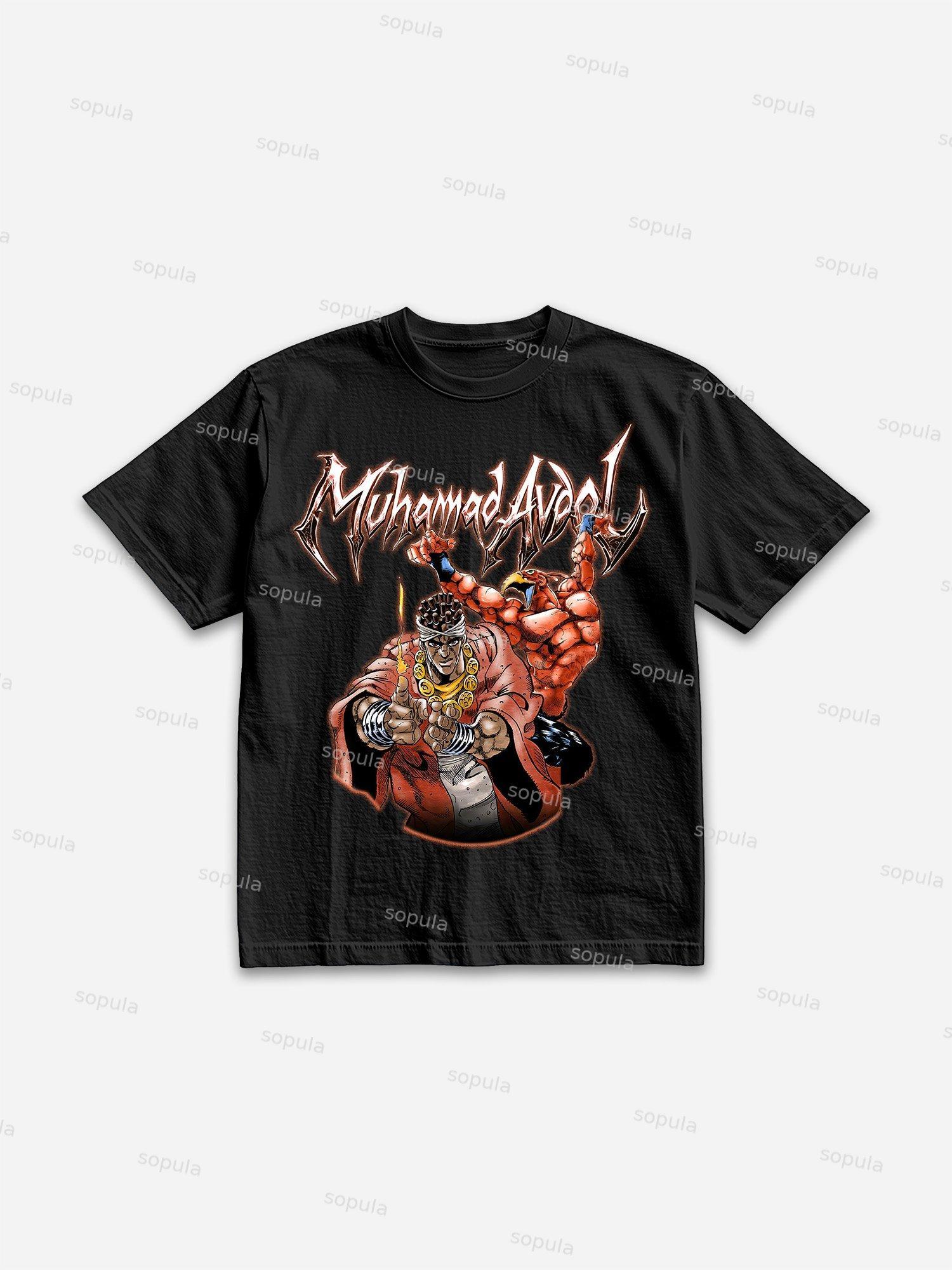 Manga Magician's Red Graphic Cotton T-shirt Product Image