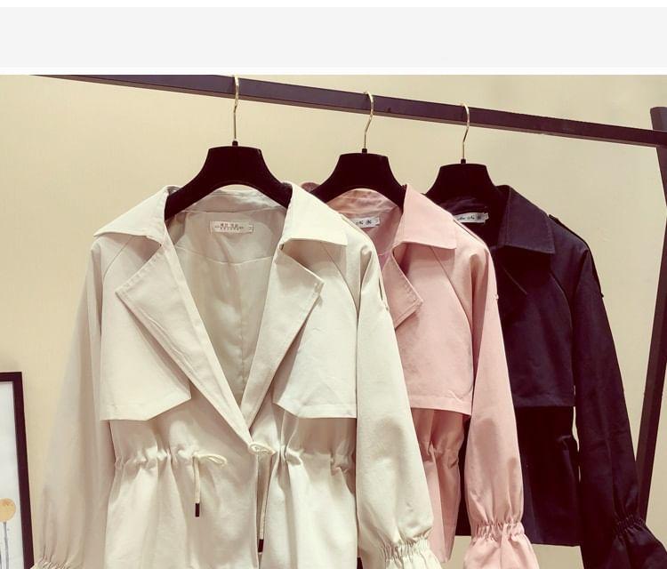 Flared-Cuff Plain Drawstring Jacket Product Image