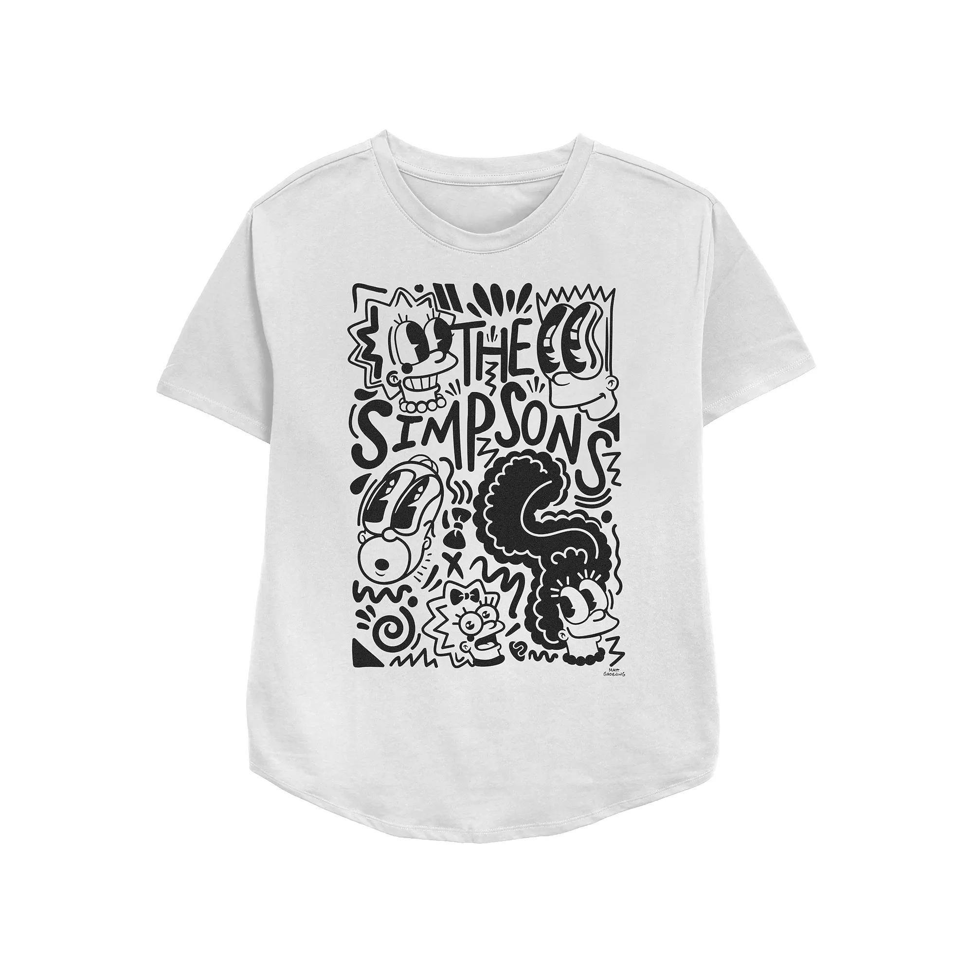 Women's The Simpsons Pop Art Family Relaxed Fit Graphic Tee, Girl's, Size: XL, White Product Image