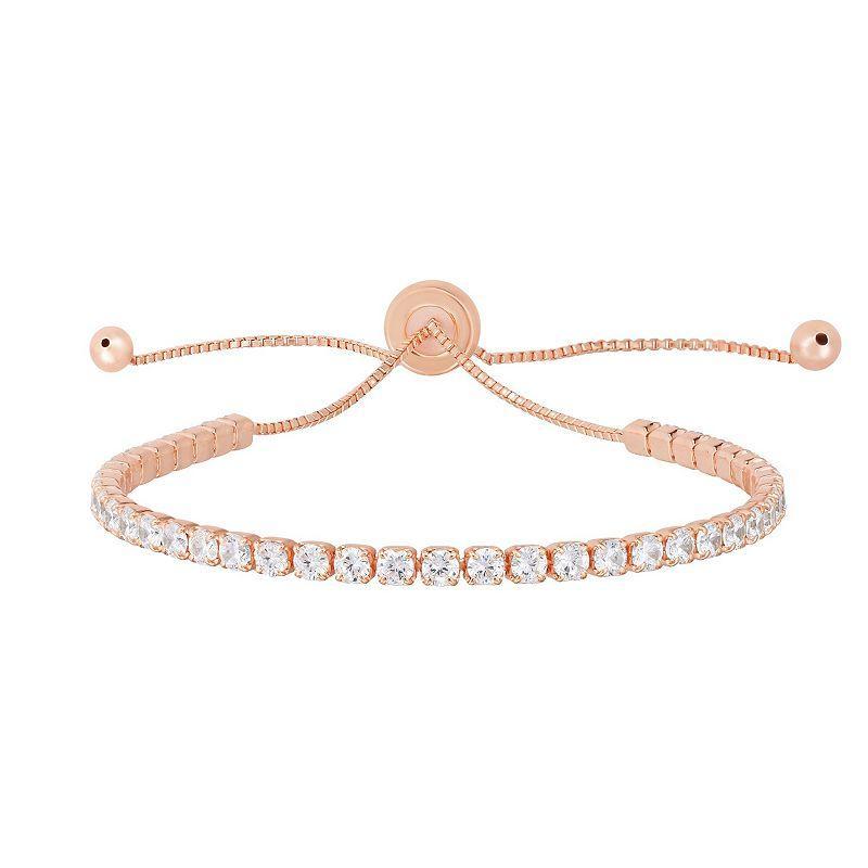 Sunkissed Sterling Cubic Zirconia Adjustable Tennis Bracelet, Women's, Gold Tone Product Image
