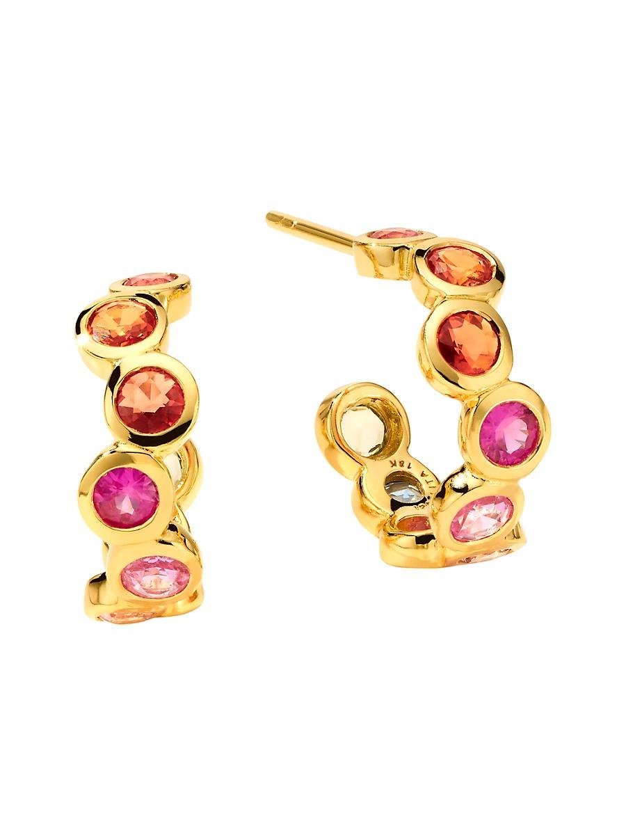 18K Starlet Huggie Earrings with Rainbow Sapphires Product Image