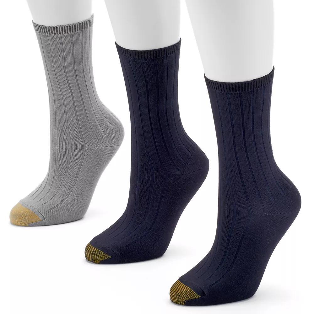 Women's GOLDTOE® 3-pack Ultrasoft Verona Crew Socks, Size: 9-11, Black Product Image