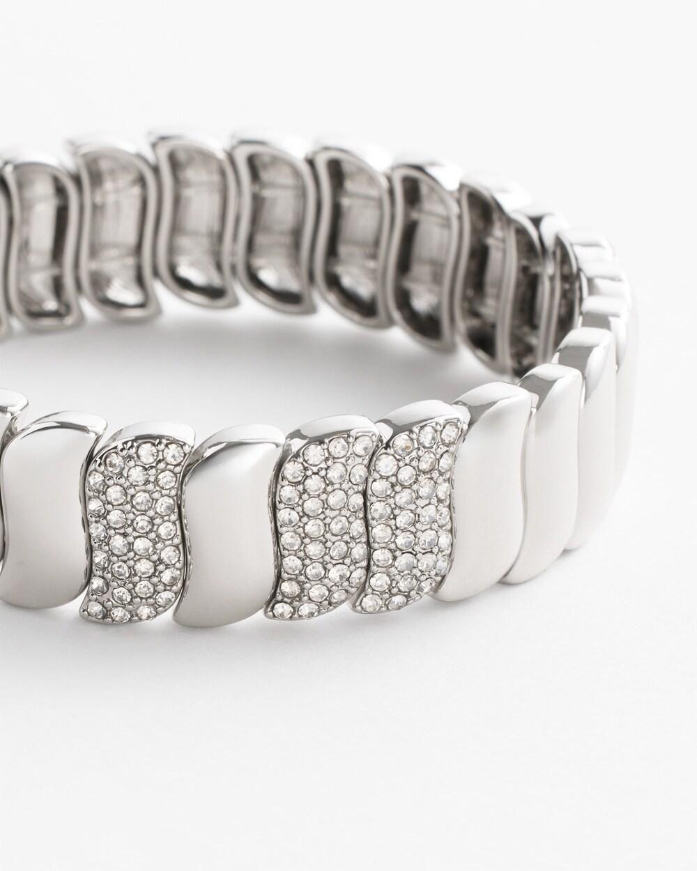 Silver Pave Stretch Bracelet   Chico's - Silver - Women Product Image