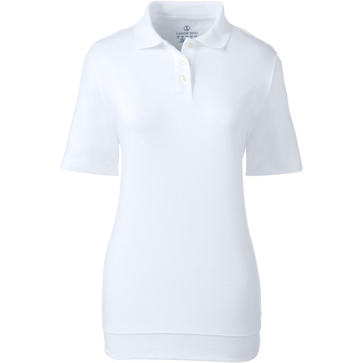 Women's Lands' End Short Sleeve Banded Bottom Polo Shirt, Size: Small, White Product Image