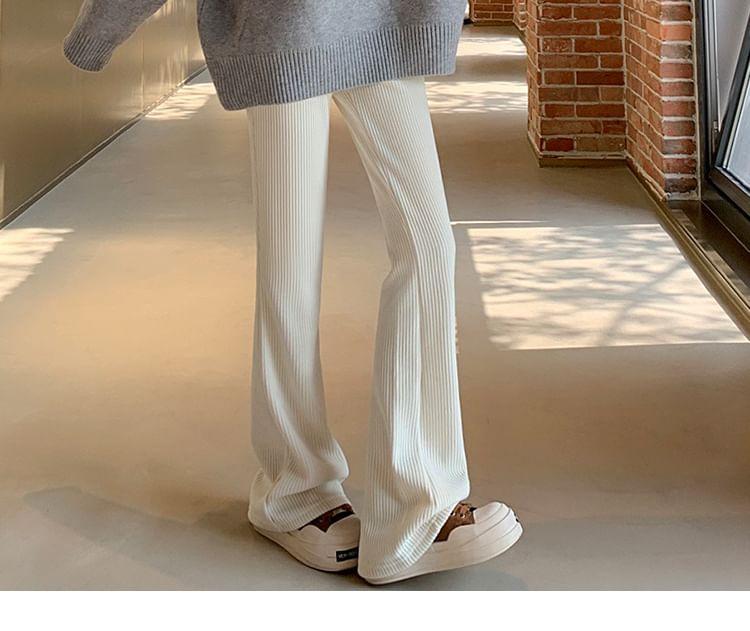 Elastic Waist Plain Bootcut Pants Product Image