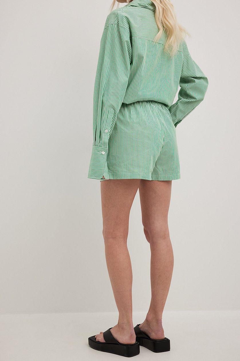 Striped Elastic Waist Cotton Shorts Product Image