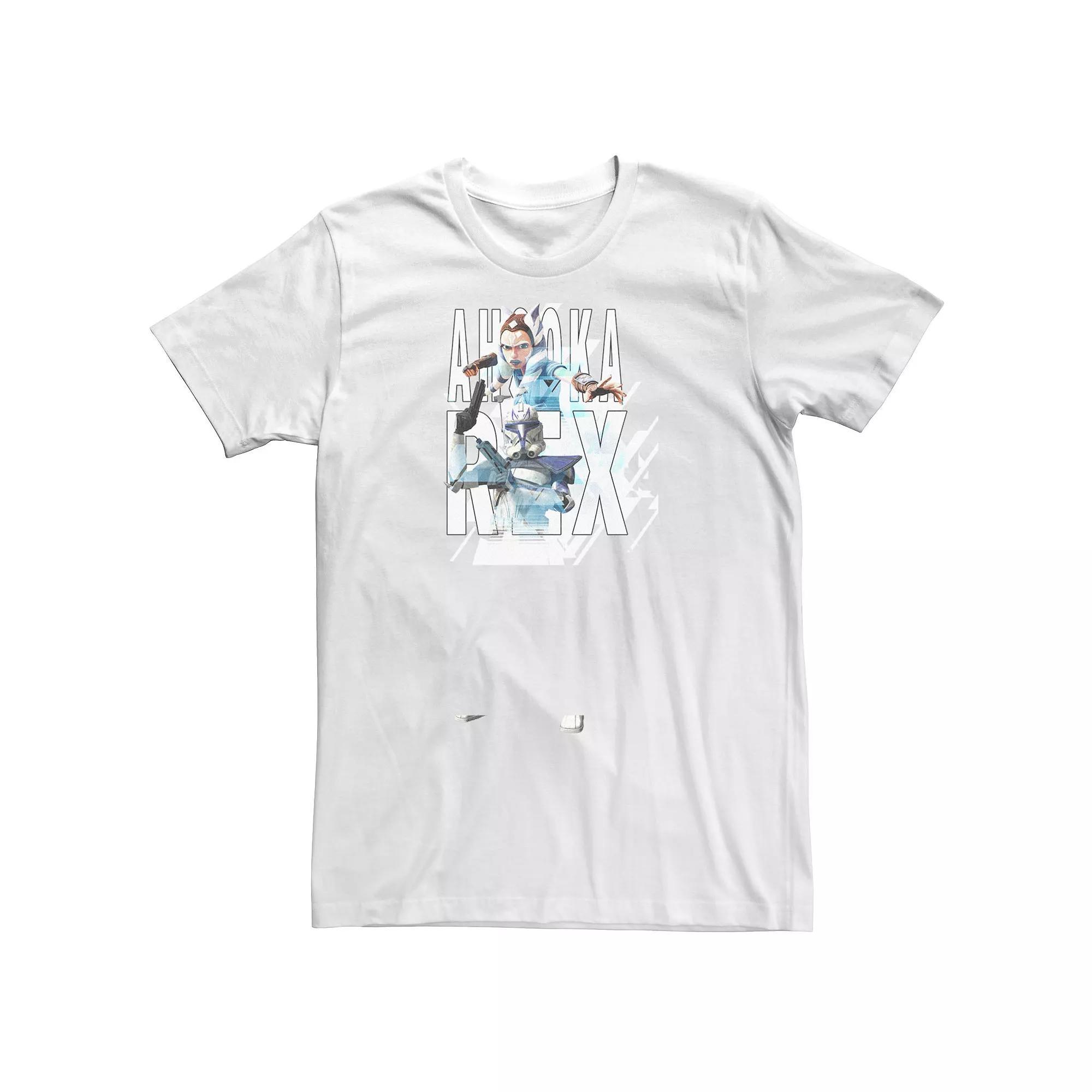 Big & Tall Star Wars: The Clone Wars Ahsoka & Rex Text Portraits Tee, Men's, Size: 5XL, White Product Image