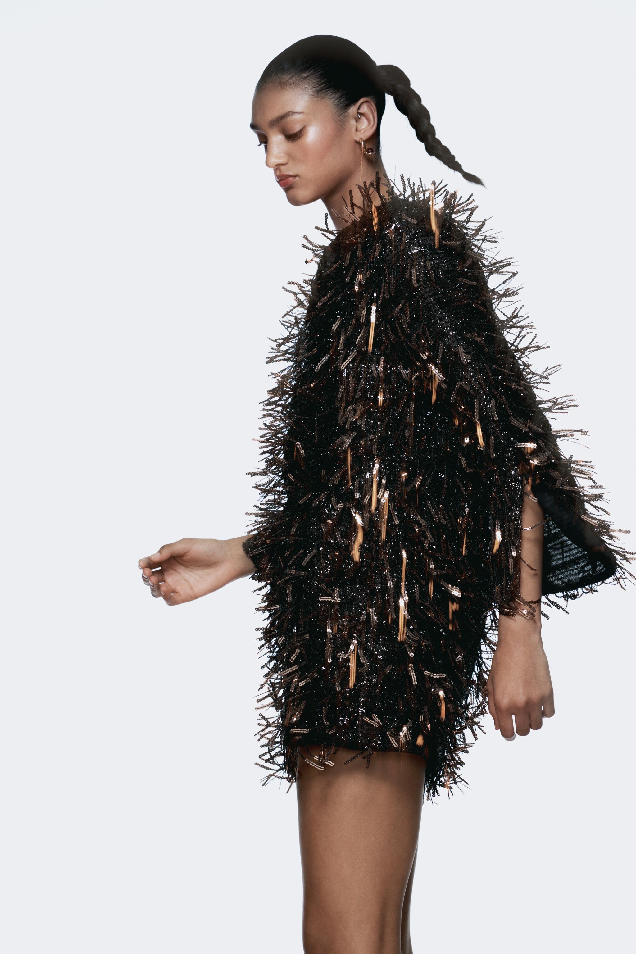 SEQUIN FRINGED MINI DRESS Product Image
