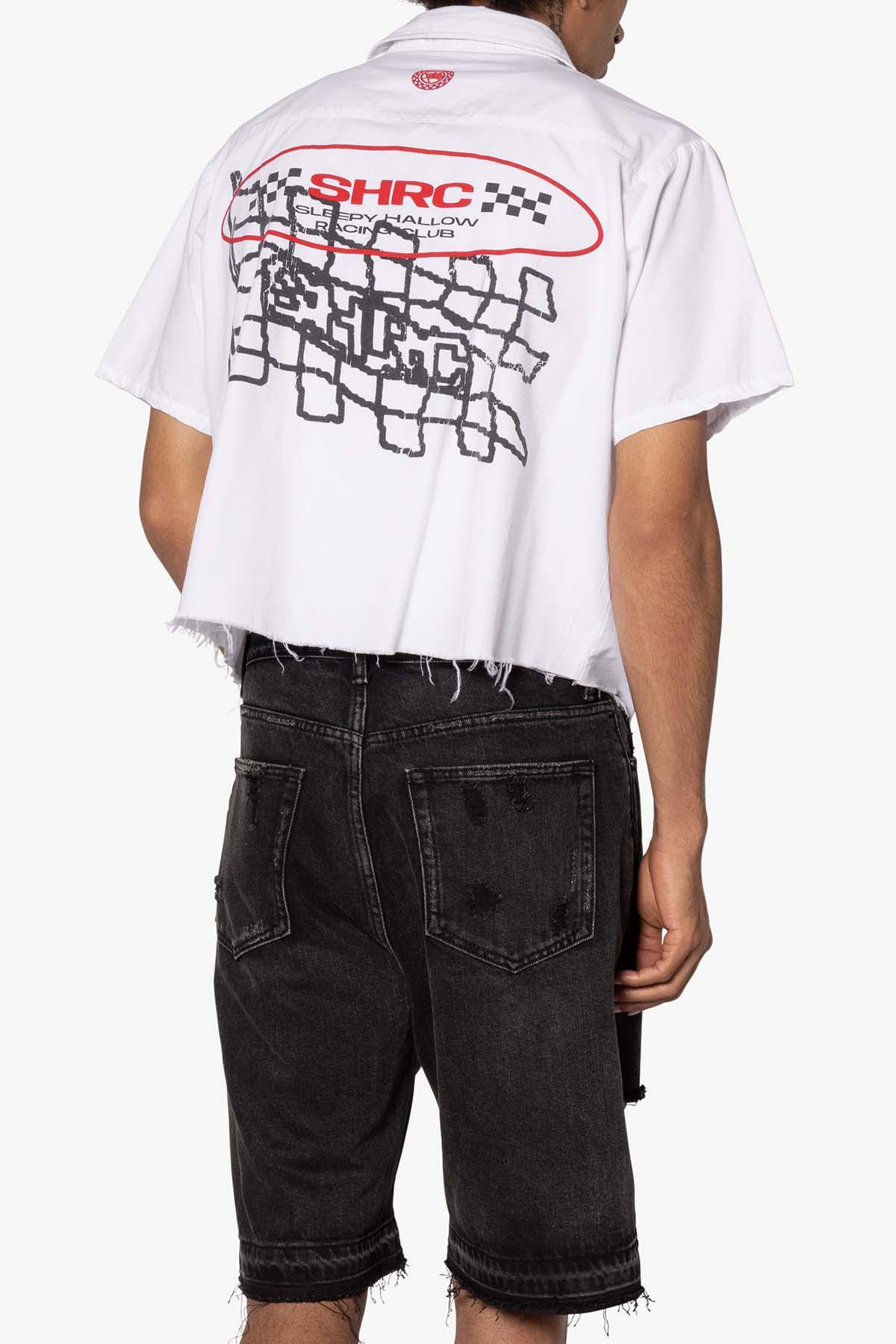 SHRC Checkered Flag Cropped Shirt - White Product Image