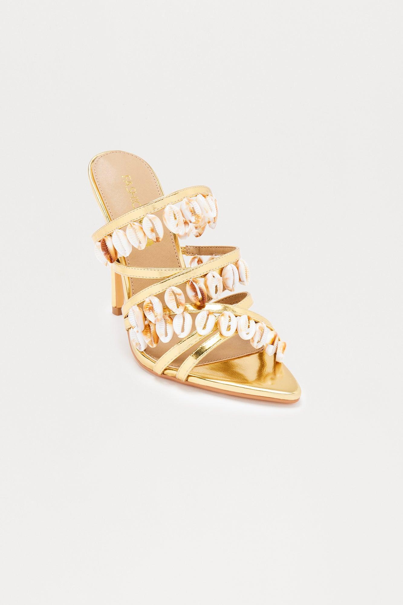 Atlantis Shell Stiletto Heels - Gold Product Image