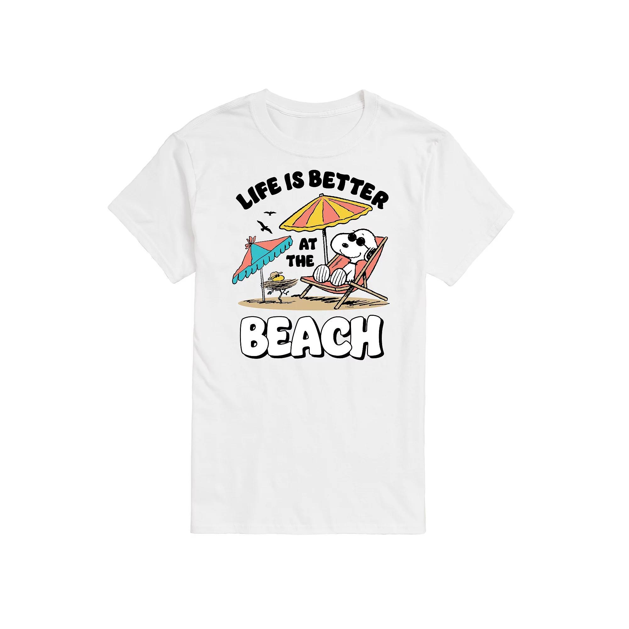Big & Tall Peanuts Snoopy Lifes Better At The Beach Graphic Tee, Mens Product Image