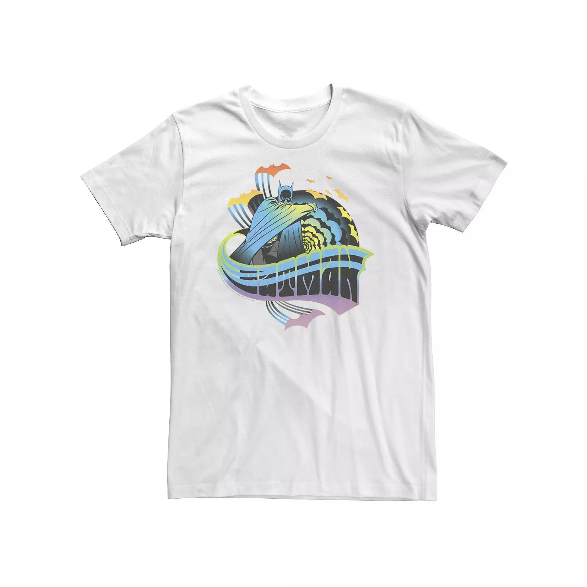 Big & Tall DC Comics Pride Batman Retro Rainbow Tee, Men's, Size: 4XL Tall, White Product Image