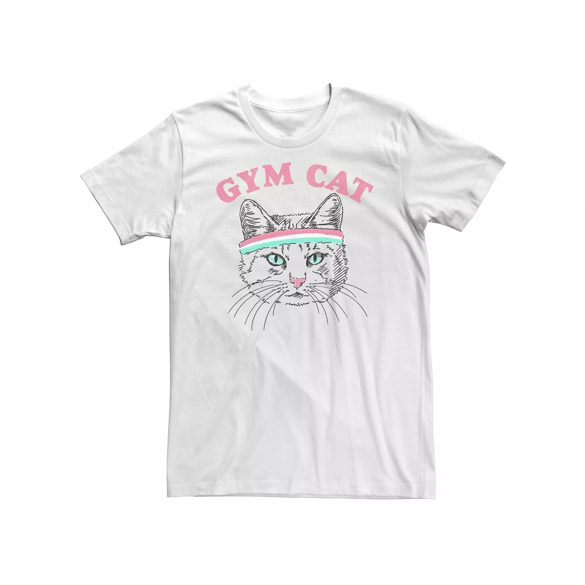 Big & Tall Gym Cat Outline With Headband Tee, Men's, Size: 4XL, White Product Image