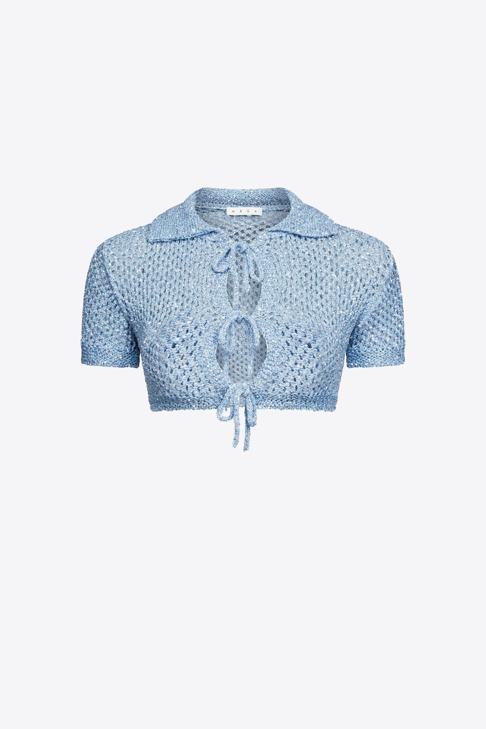 Sequin Crochet Short Sleeved Cardigan Product Image