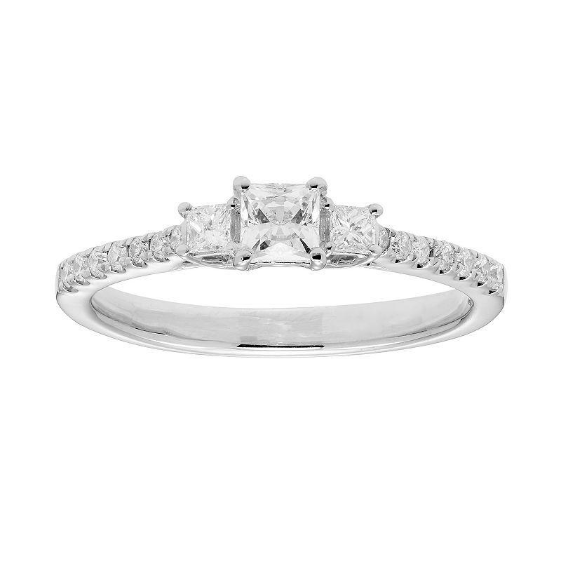 The Regal Collection 14k Gold 1/2 Carat T.W. IGL Certified Diamond 3-Stone Ring, Women's, Size: 6, White Product Image