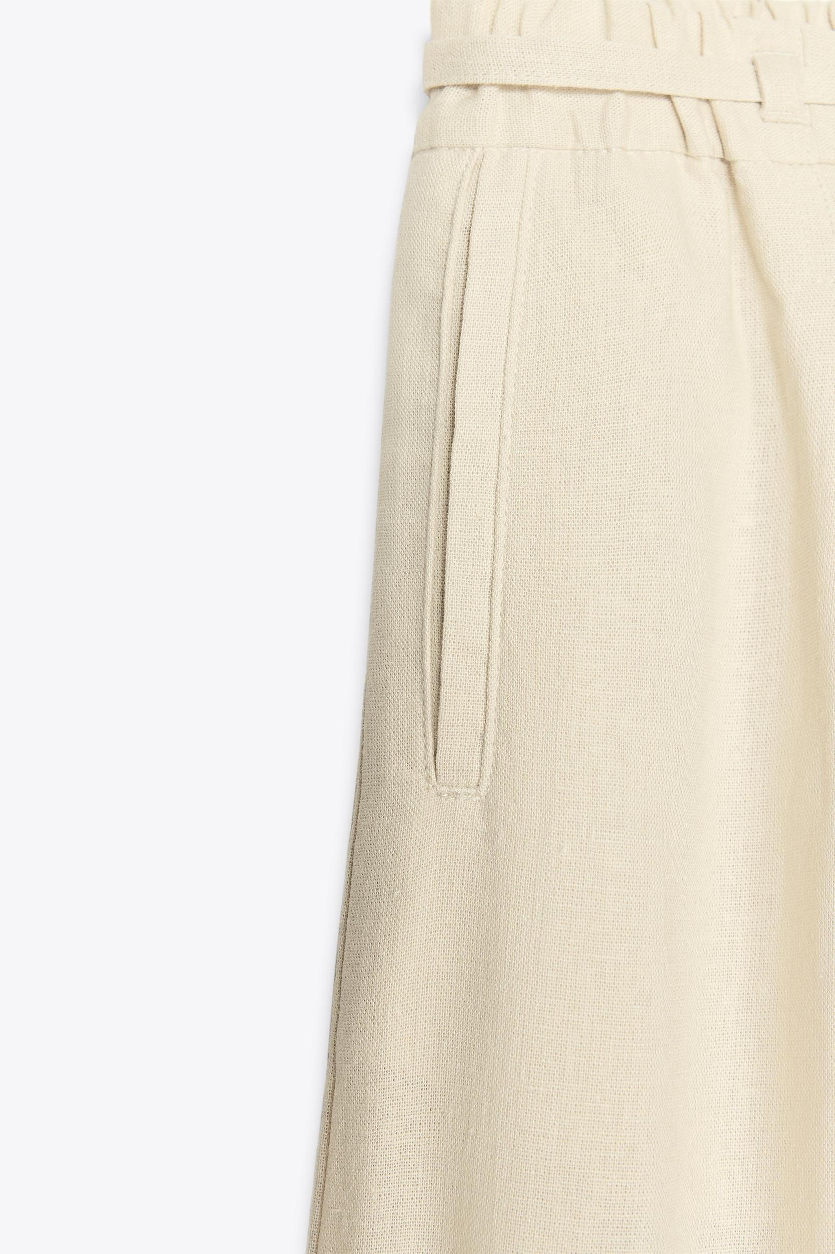 WIDE LEG LINEN BLEND PANTS Product Image