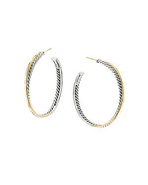 David Yurman Sterling Silver & 18K Yellow Gold Crossover Xl Hoop Earrings Product Image