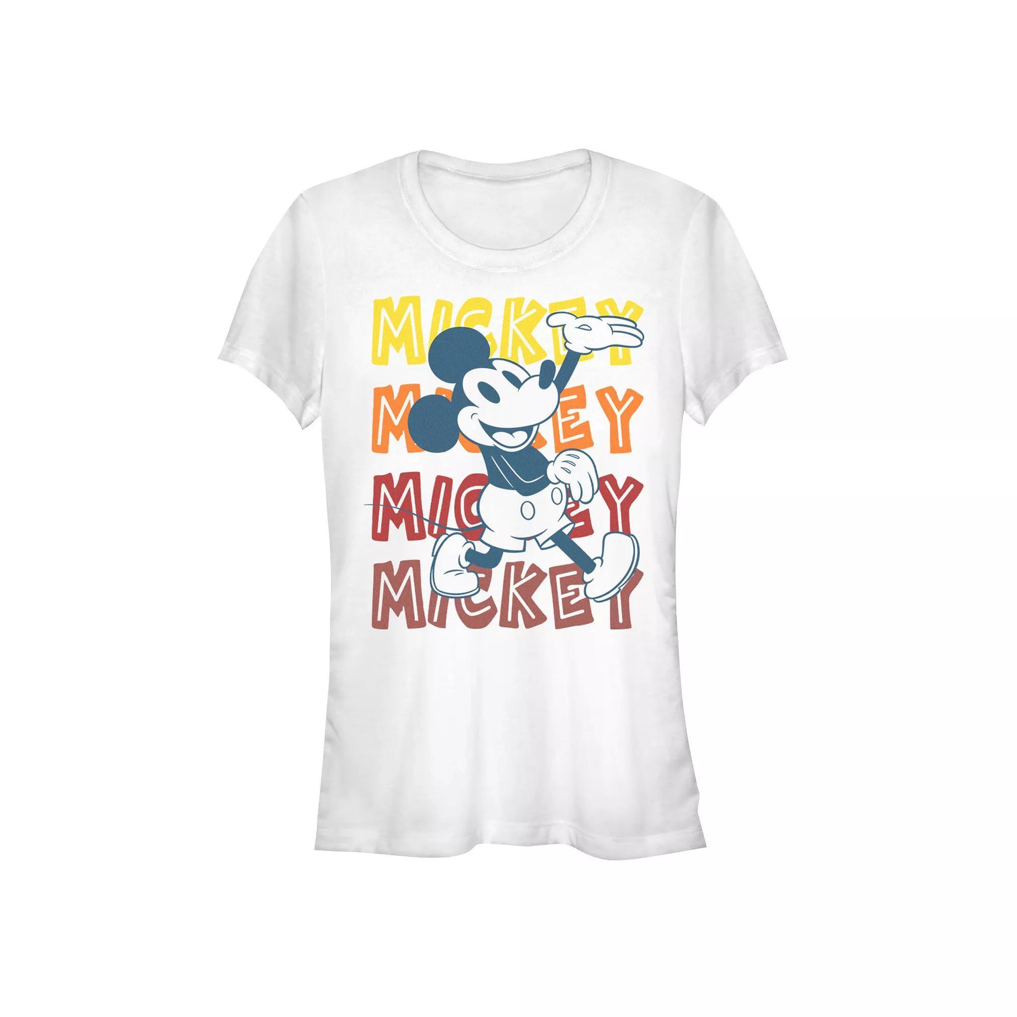 Disney Women's Mickey Gradient Name Stack Portrait Tee, Girl's, Size: Small, White Product Image
