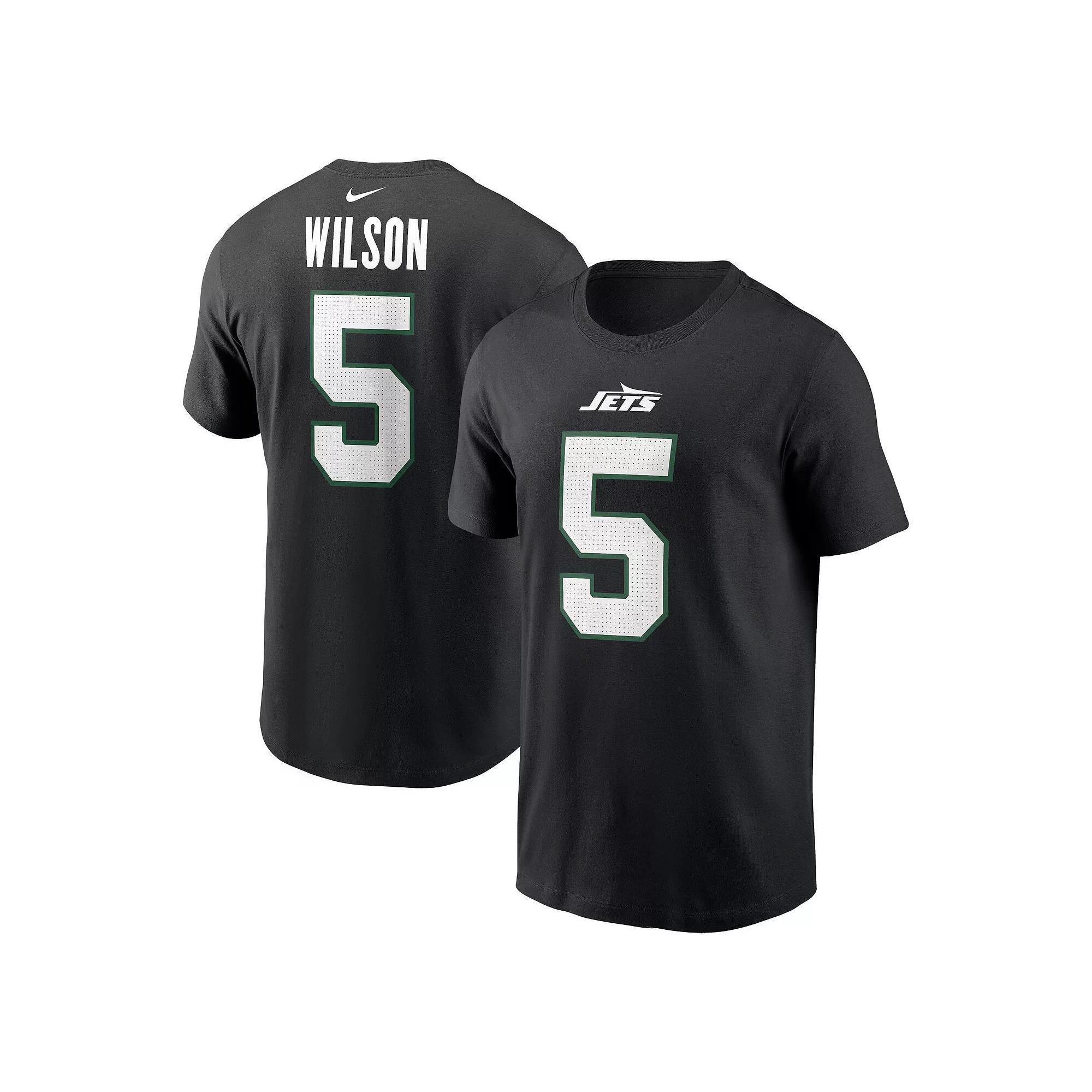 Men's Nike Garrett Wilson Black New York Jets Name & Number T-Shirt, Size: XL Product Image