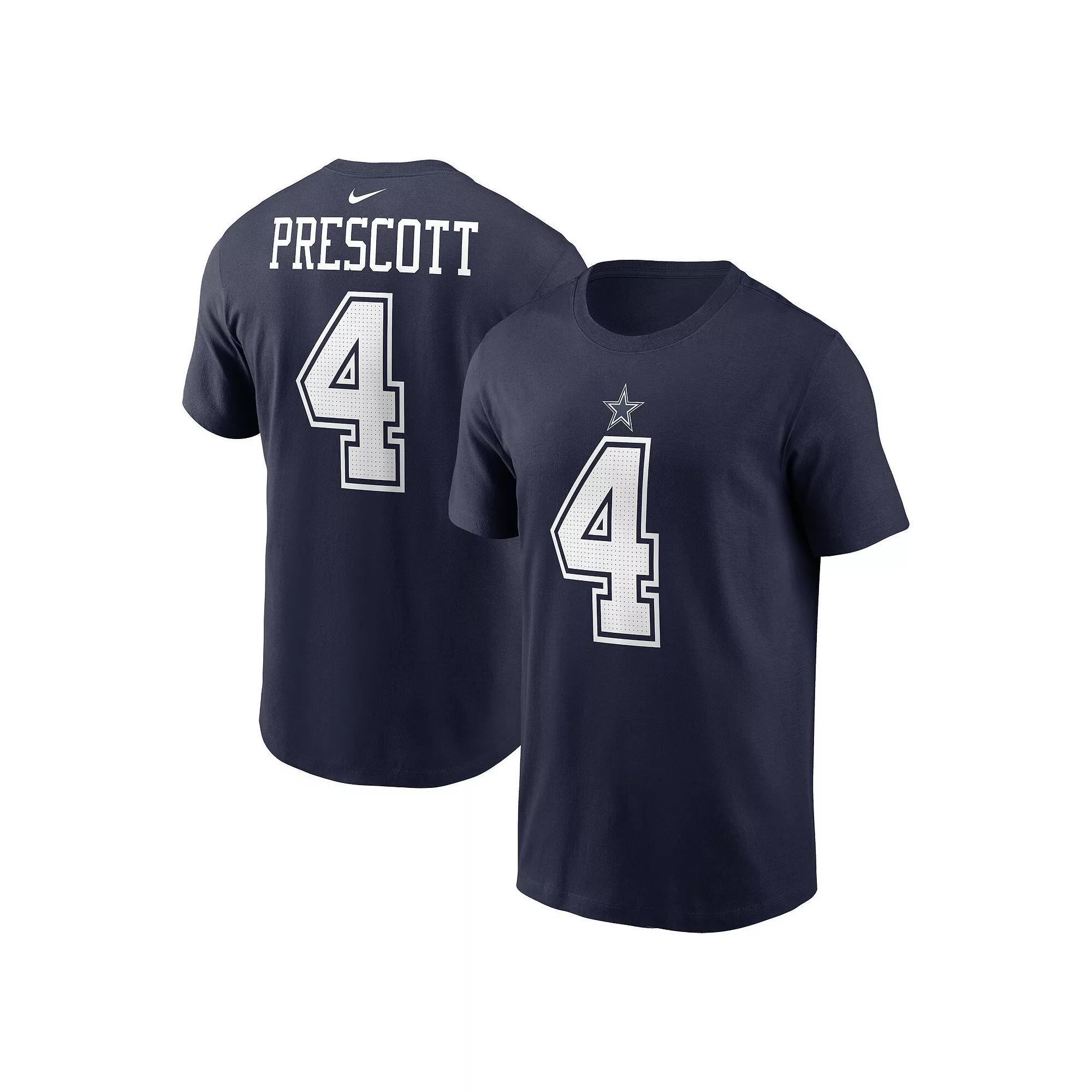 Men's Nike Dak Prescott Navy Dallas Cowboys Player Name & Number T-Shirt, Size: 2XL, Blue Product Image