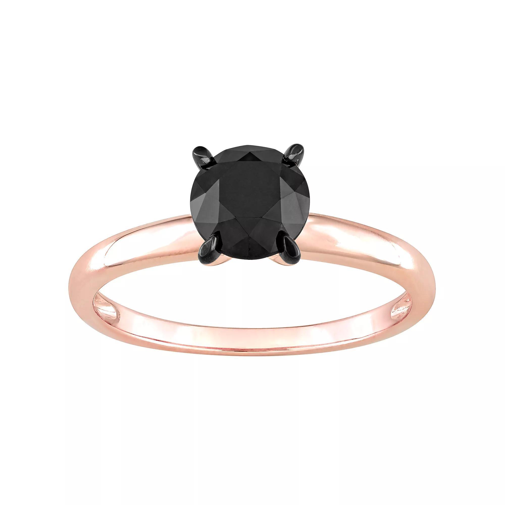 Stella Grace 14k Rose Gold 1 1/2 Carat T.W Black Diamond Solitaire Ring, Women's, Size: 8 Product Image