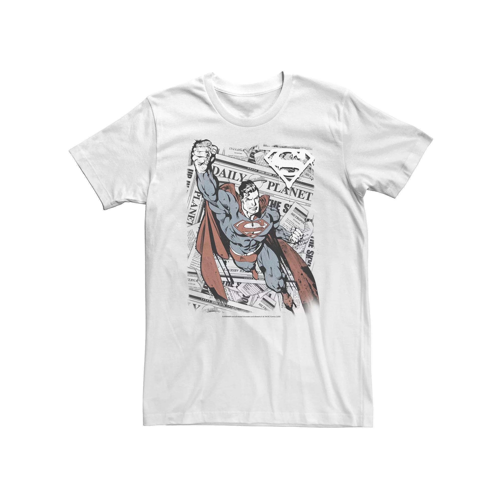 Big & Tall DC Comics Superman Daily Planet Background Poster Tee, Men's, Size: XL Tall, White Product Image