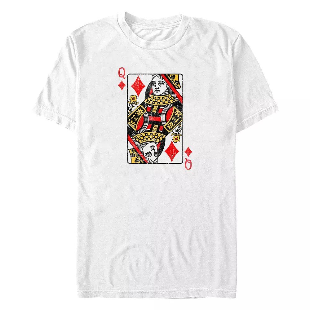 Big & Tall Queen Of Diamonds Card Graphic Tee, Men's, Size: 4XL Tall, White Product Image
