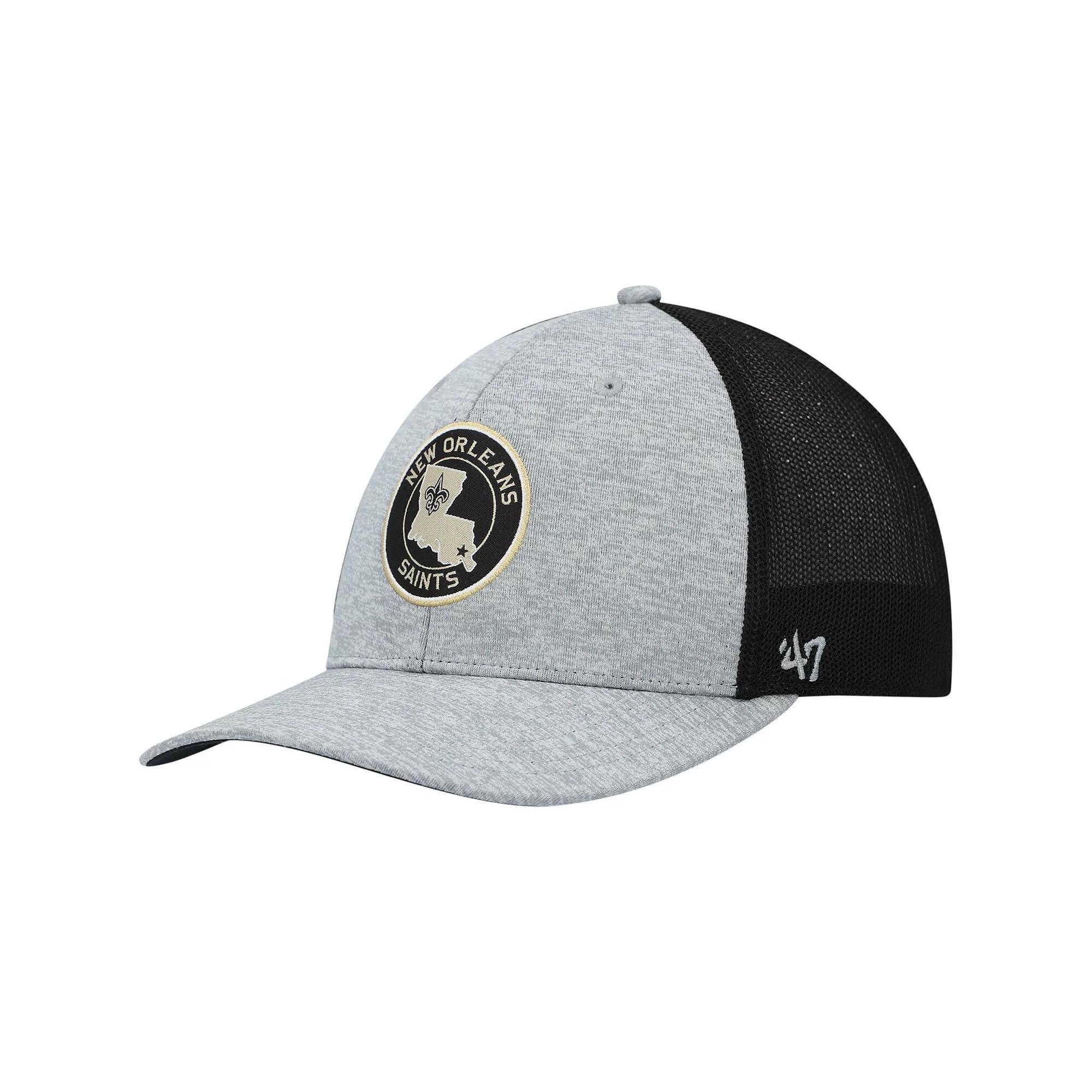 Men's '47 Heathered Gray/Black New Orleans Saints Motivator Flex Hat, Size: Medium/Large, Grey Product Image