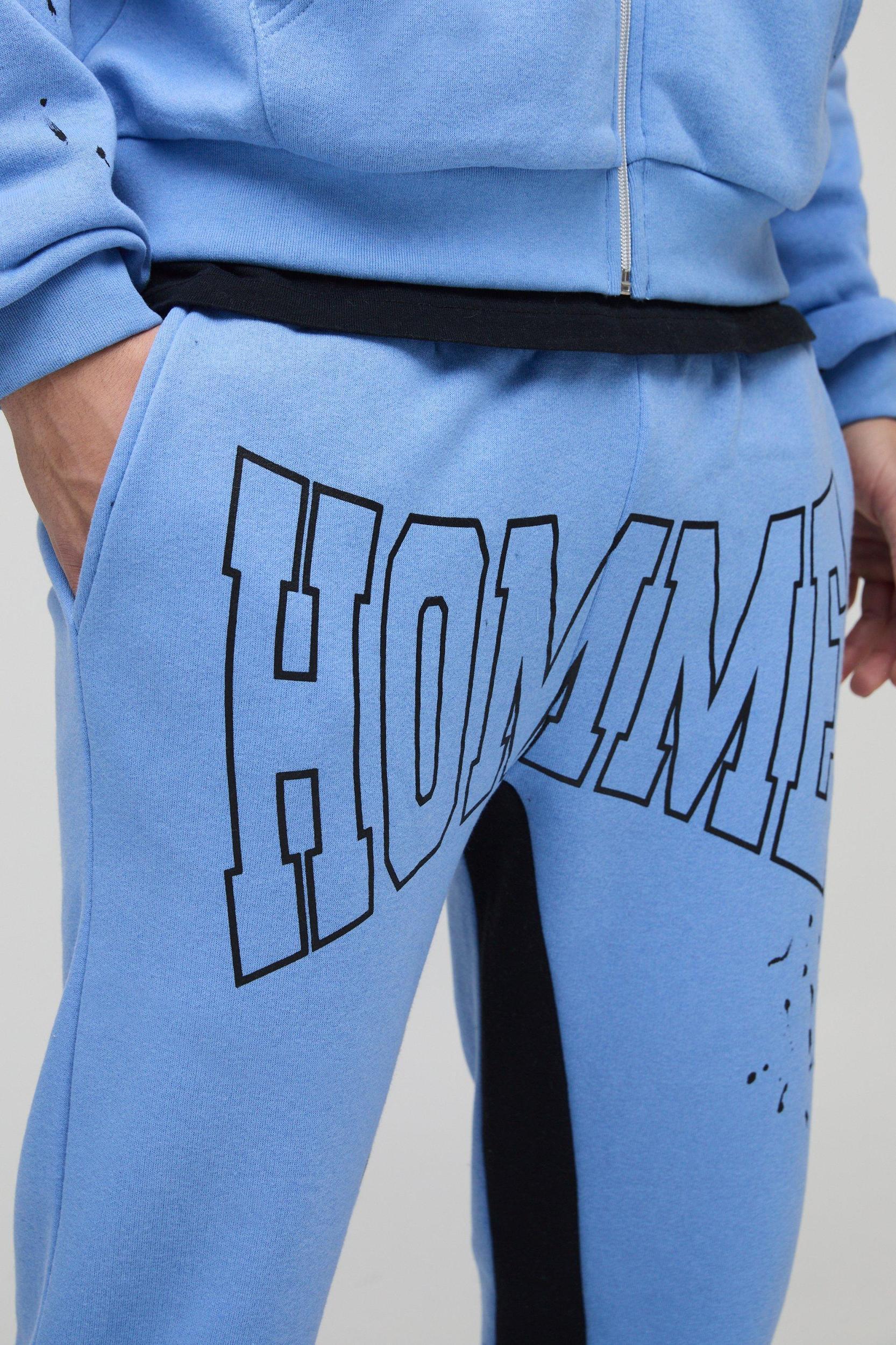 Regular Fit Paint Splatter Homme Gusset Sweatpants | boohooMAN USA Product Image