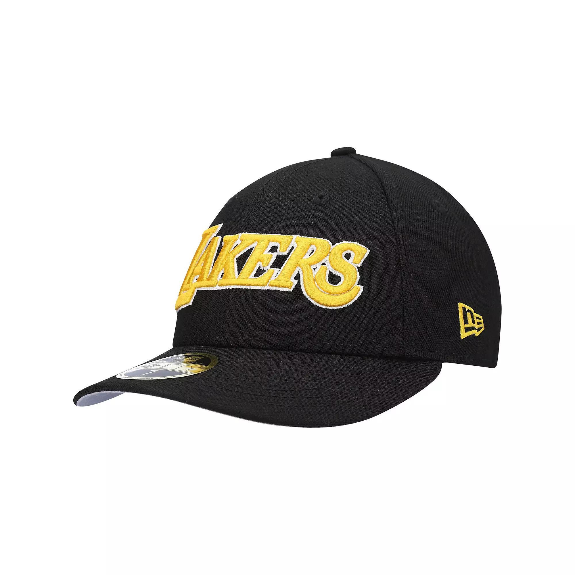 Men's New Era Black Los Angeles Lakers Team Low Profile 59FIFTY Fitted Hat, Size: 7 1/8 Product Image