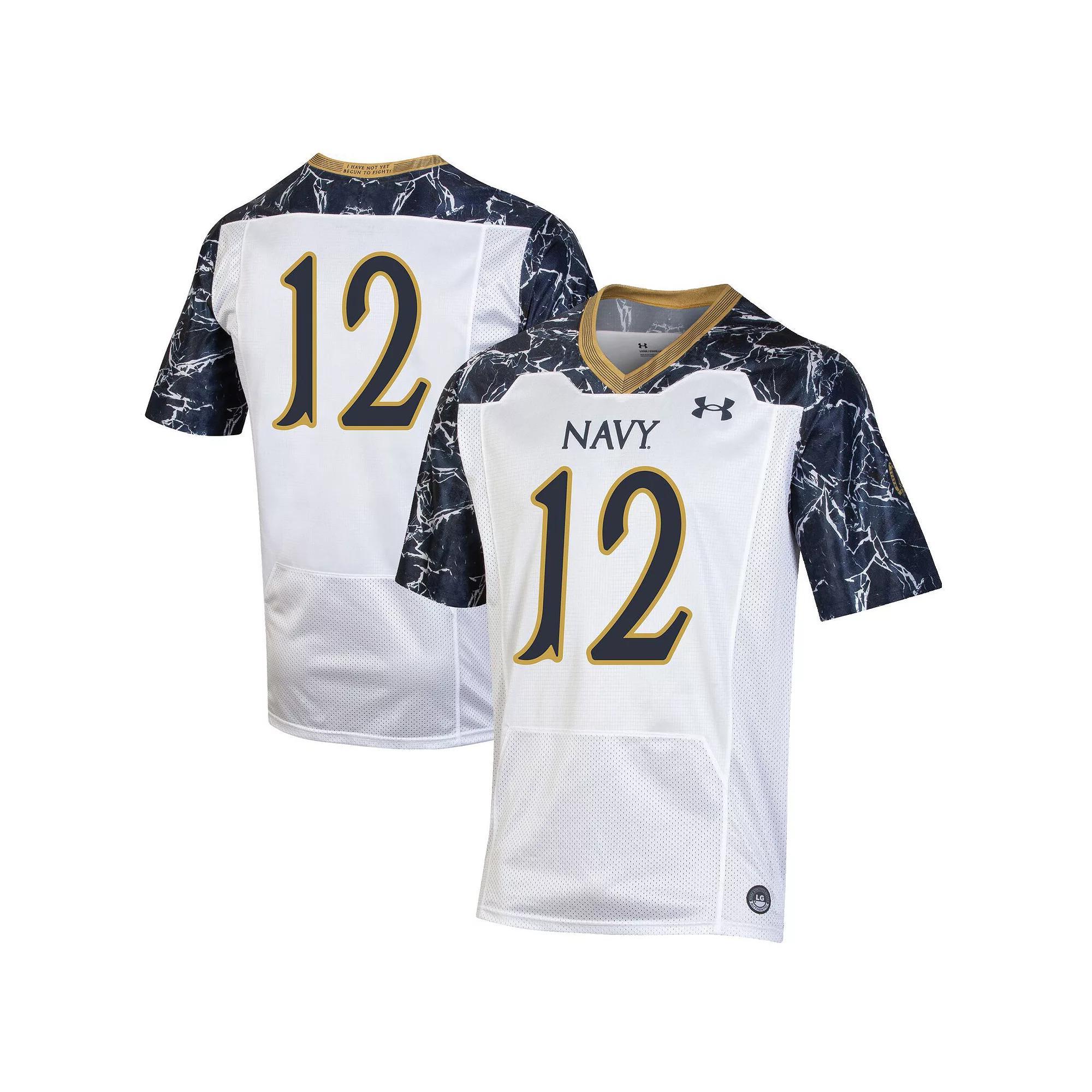Women's Under Armour #12 White/Navy Navy Midshipmen 175 Years Special Game Replica Jersey, Size: Small Product Image