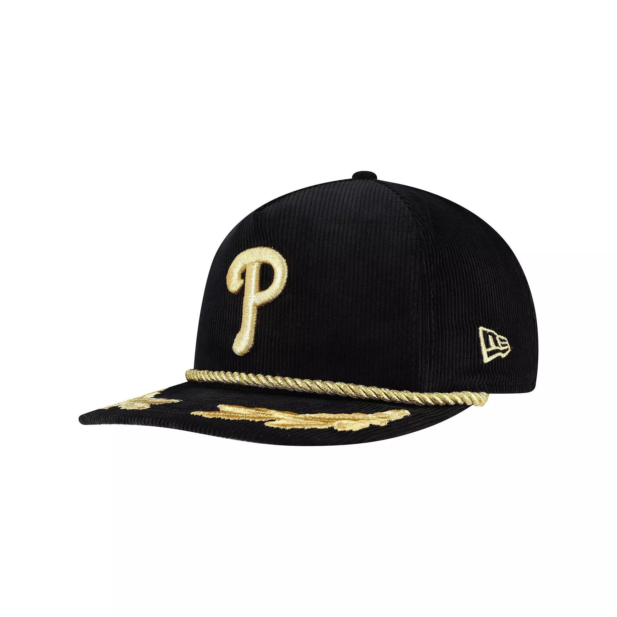 Men's New Era Black Philadelphia Phillies Corduroy Filigree Golfer Adjustable Hat Product Image