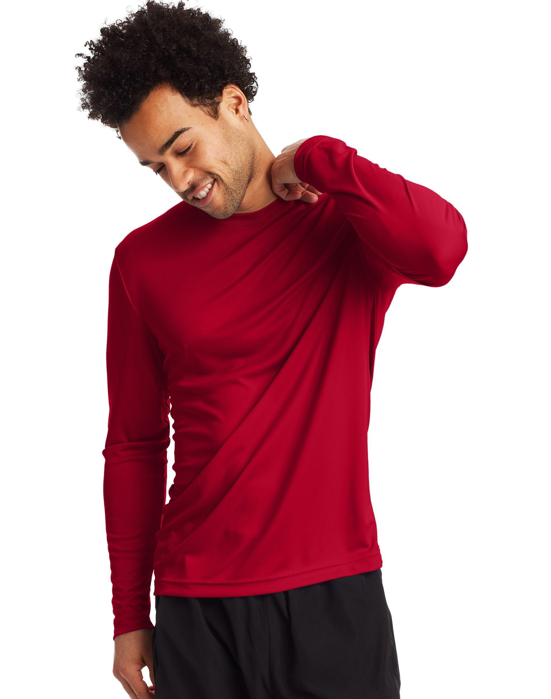 Men's Hanes® CoolDRI Long Sleeve Performance Tee, Size: XL, Blue Product Image
