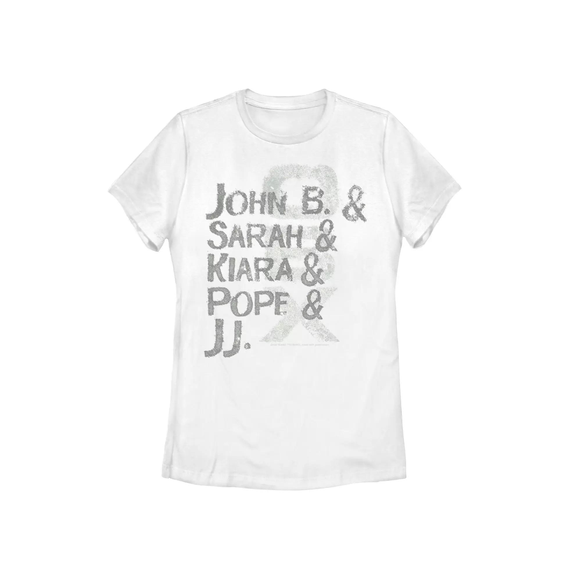 Juniors' Outer Banks Distressed Name Stack Tee, Girl's, Size: Large, White Product Image