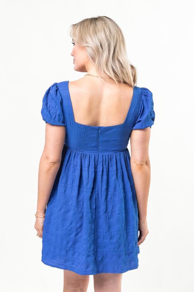 Breezing By Cobalt Textured Square Neck Mini Dress SALE Product Image