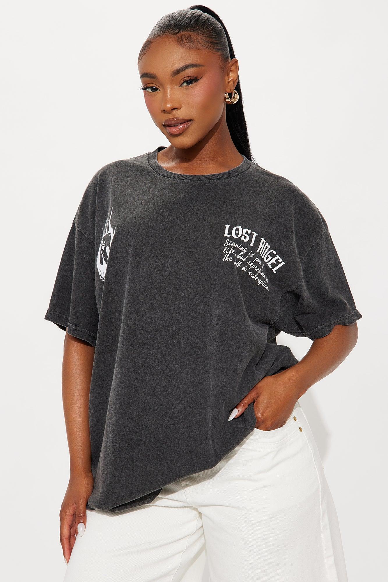 Lost Angel Washed Tee  - Black Wash Product Image