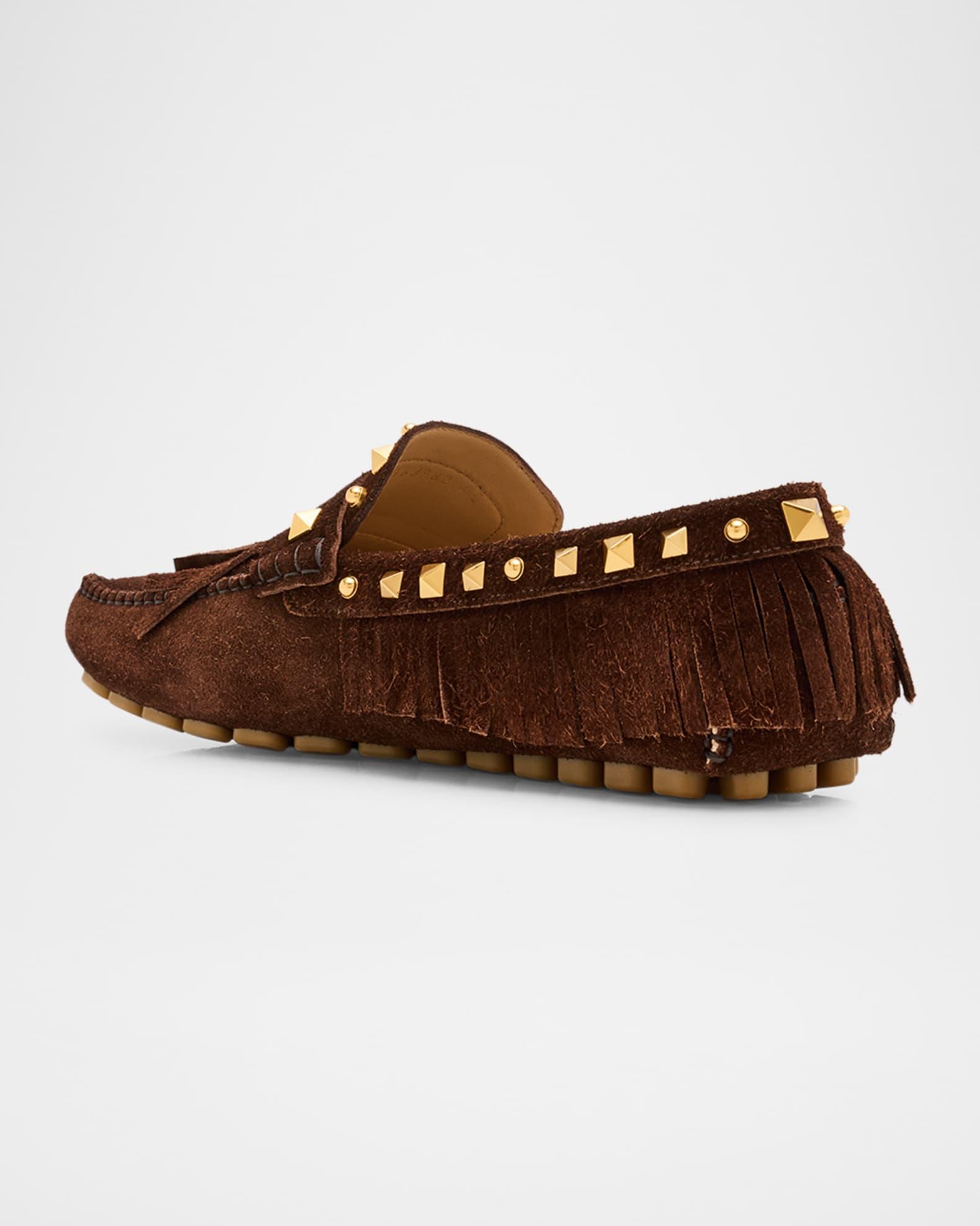 Men's Studded VLogo Leather Drivers Product Image
