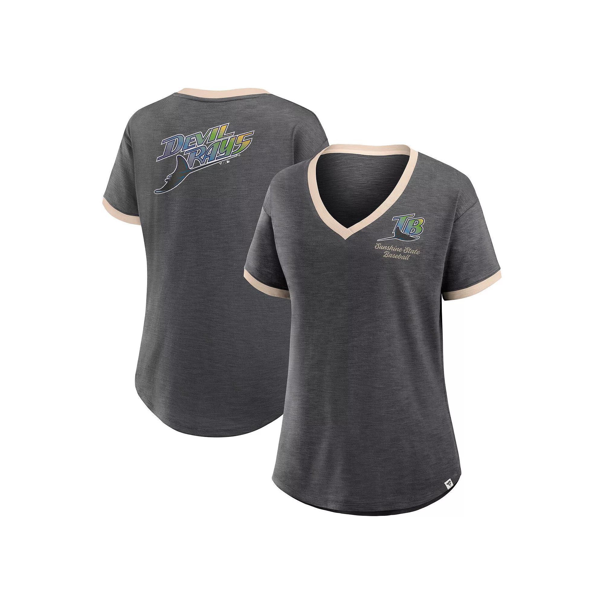 Women's Fanatics Black Tampa Bay Rays Binge Worthy Stadium Slub V-Neck T-Shirt, Size: 2XL Product Image