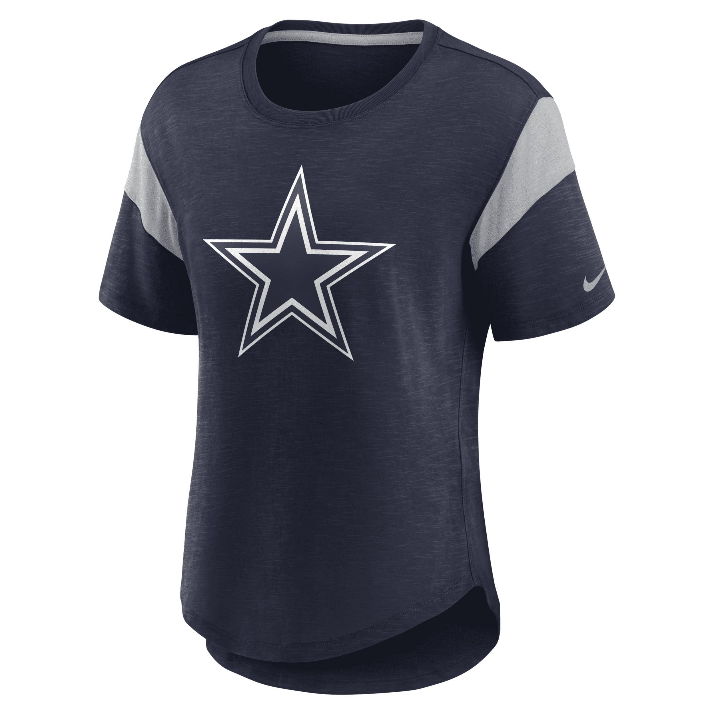 Women's Nike Heather Navy Dallas Cowboys Primary Logo Fashion Top, Size: Small, Blue Product Image