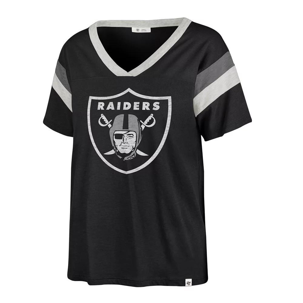 Women's '47 Black Las Vegas Raiders Phoenix V-Neck T-Shirt, Size: Medium, Lvr Black Product Image
